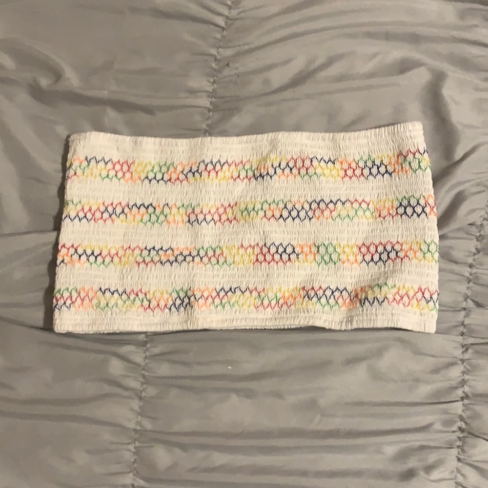 White colorful tube top